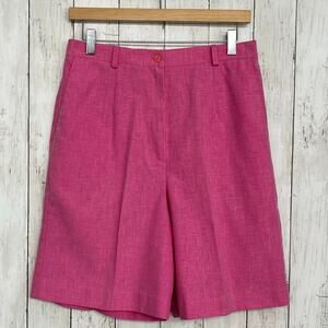 Vintage David Smith Pink Super High Rise Preppy Basic Bright Casual 8" Shorts 8